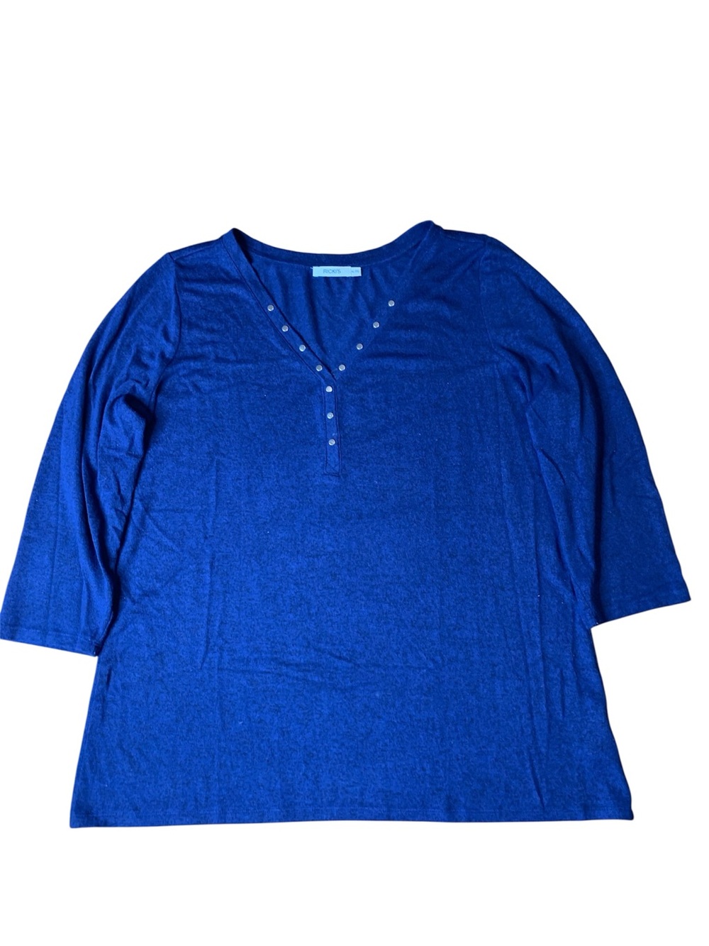 Ricki's Blue Heather Long Sleeve Button Henley Top Size XL